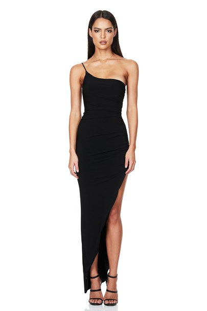 Aria One Shoulder Gown - Black