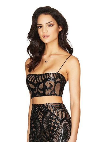 Mon Cherie Sequin Crop - Black