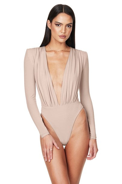 Dasha Plunge Bodysuit - Latte