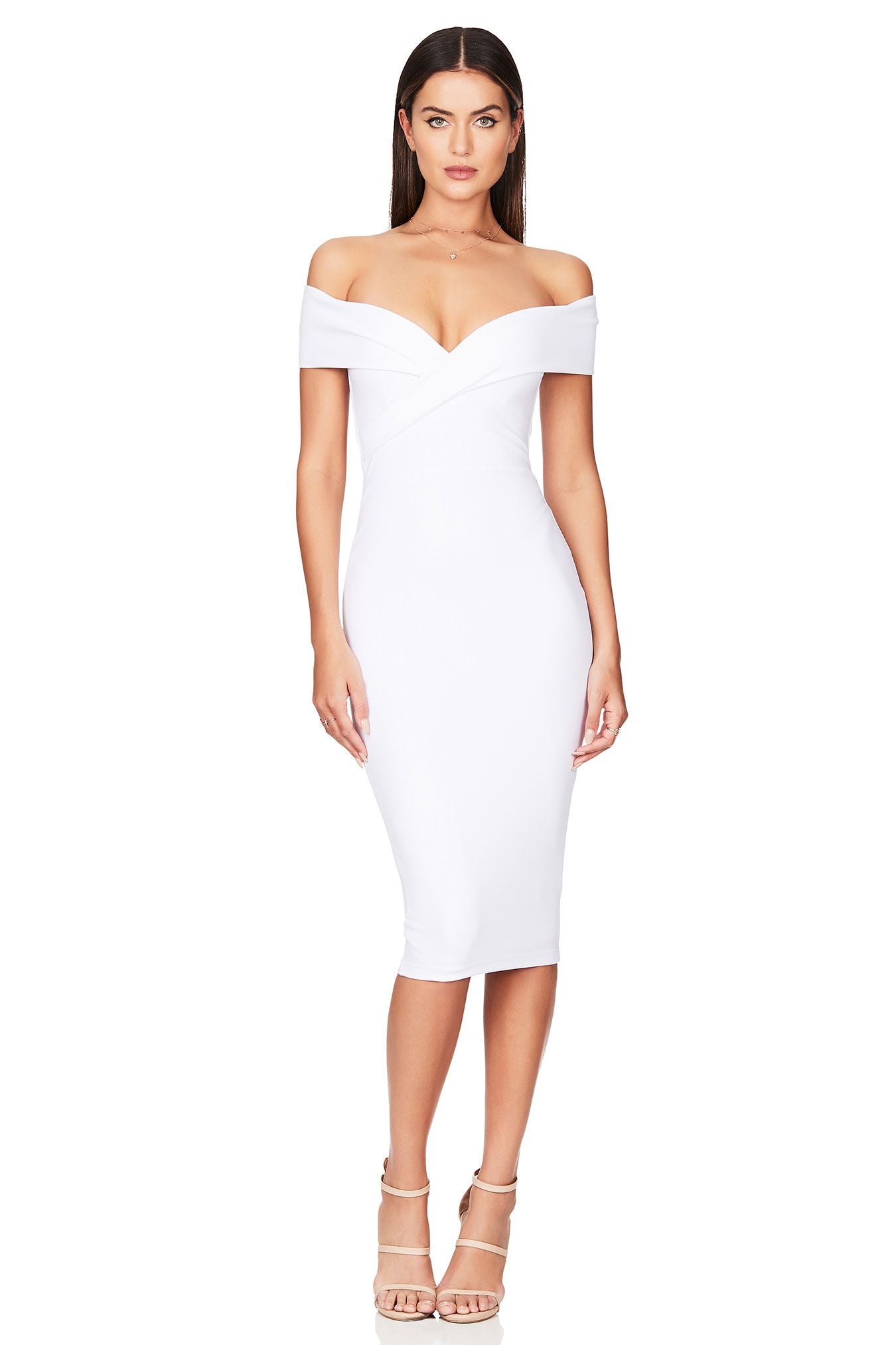 Neptune Off Shoulder Midi - White