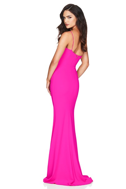 Jasmine One Shoulder Gown - Neon Pink
