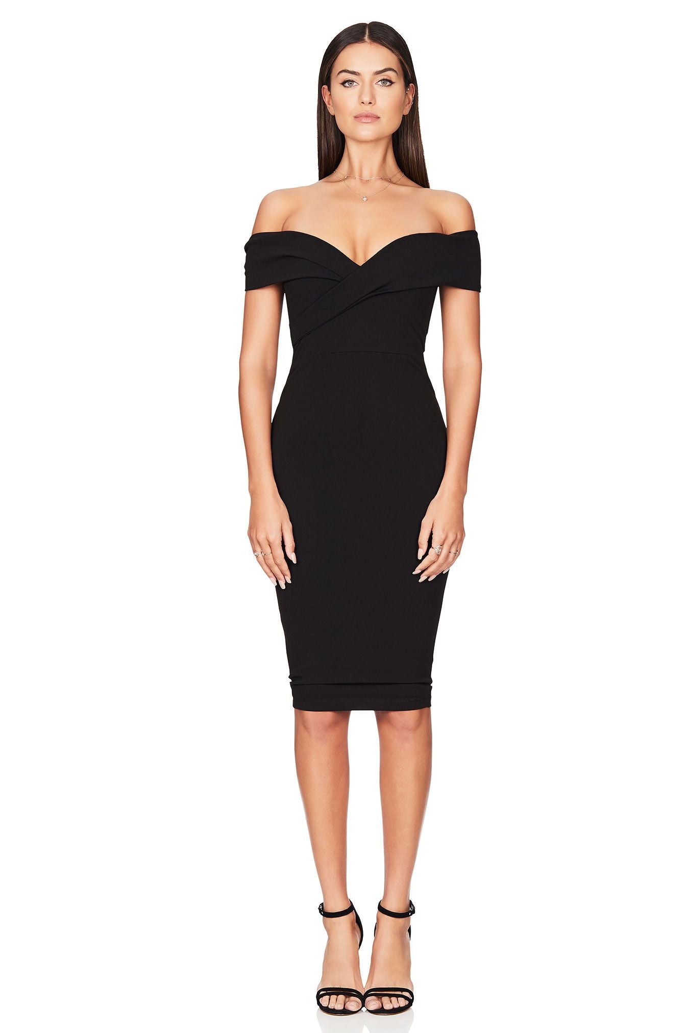 Neptune Off Shoulder Midi - Black