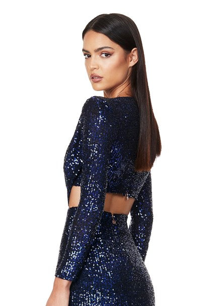 Pandora Long Sleeve Crop - Blue