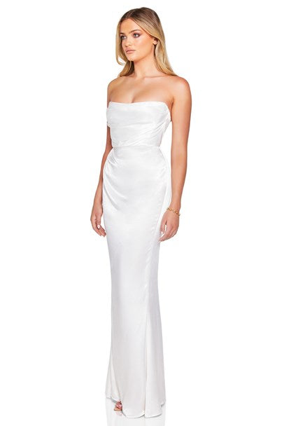 Emelie Strapless Gown - White