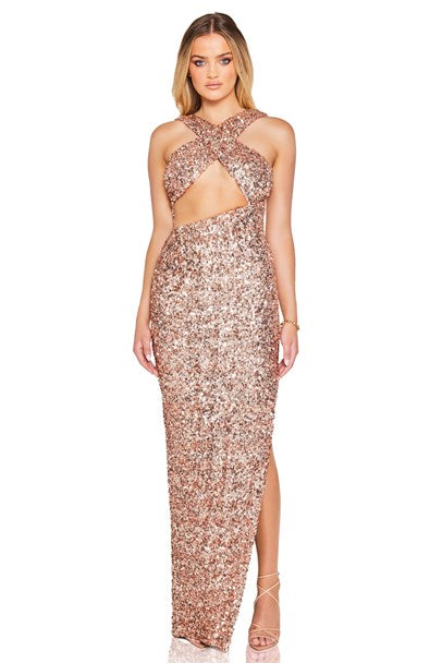 Luma Cut Out Gown - Rose Gold