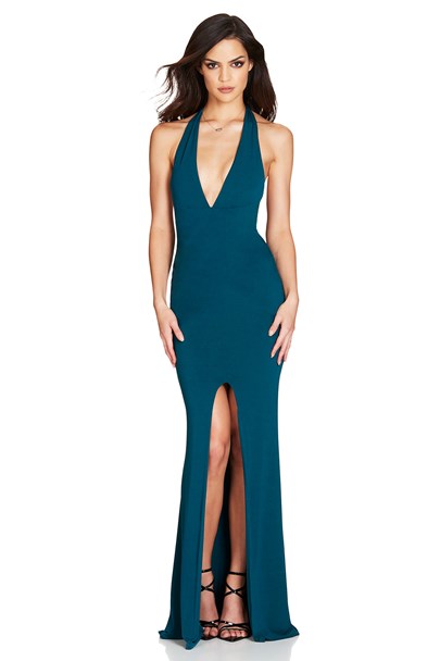 Illegal Halter Gown - Teal
