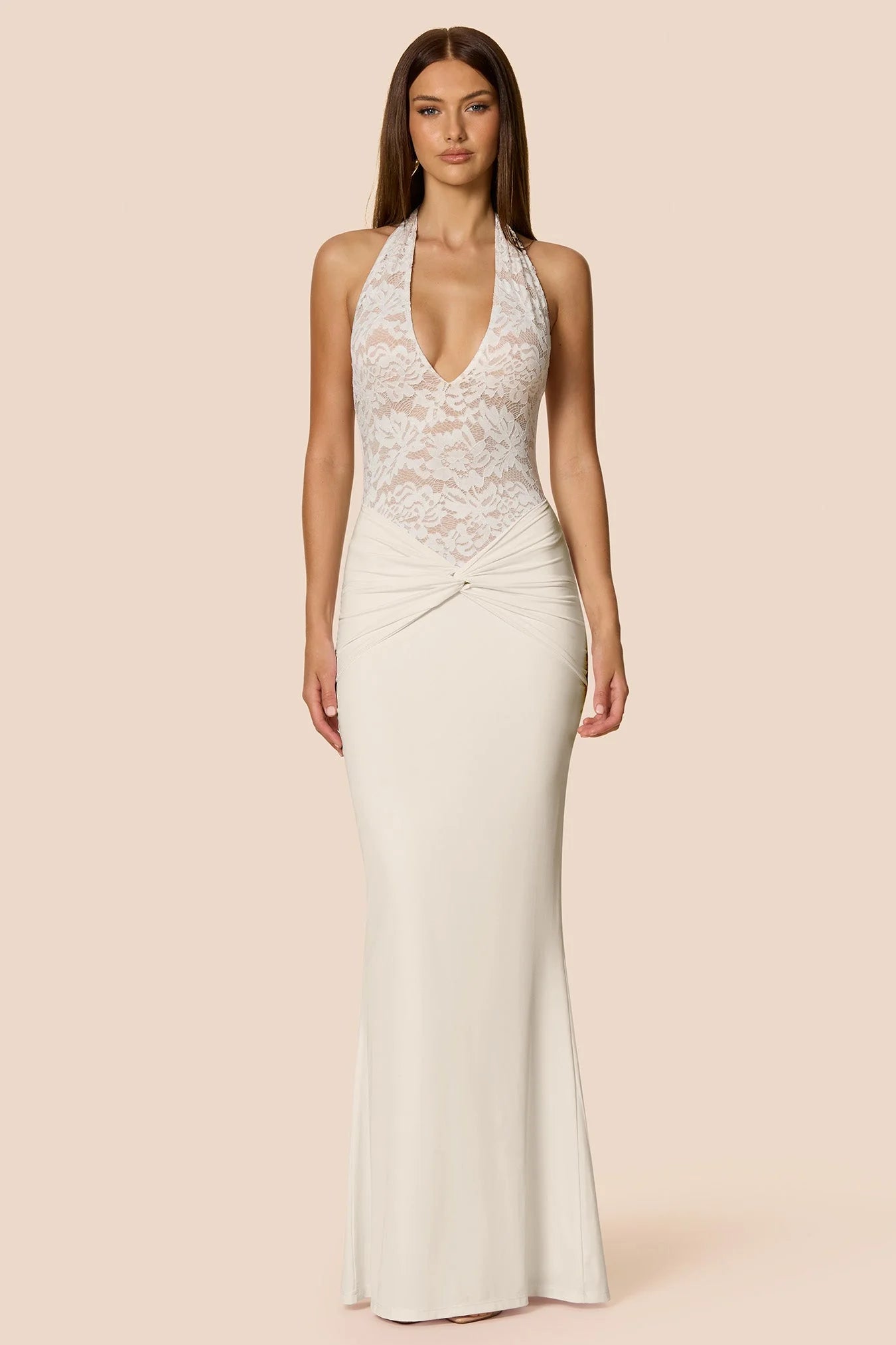 Lennox Halter Gown - White