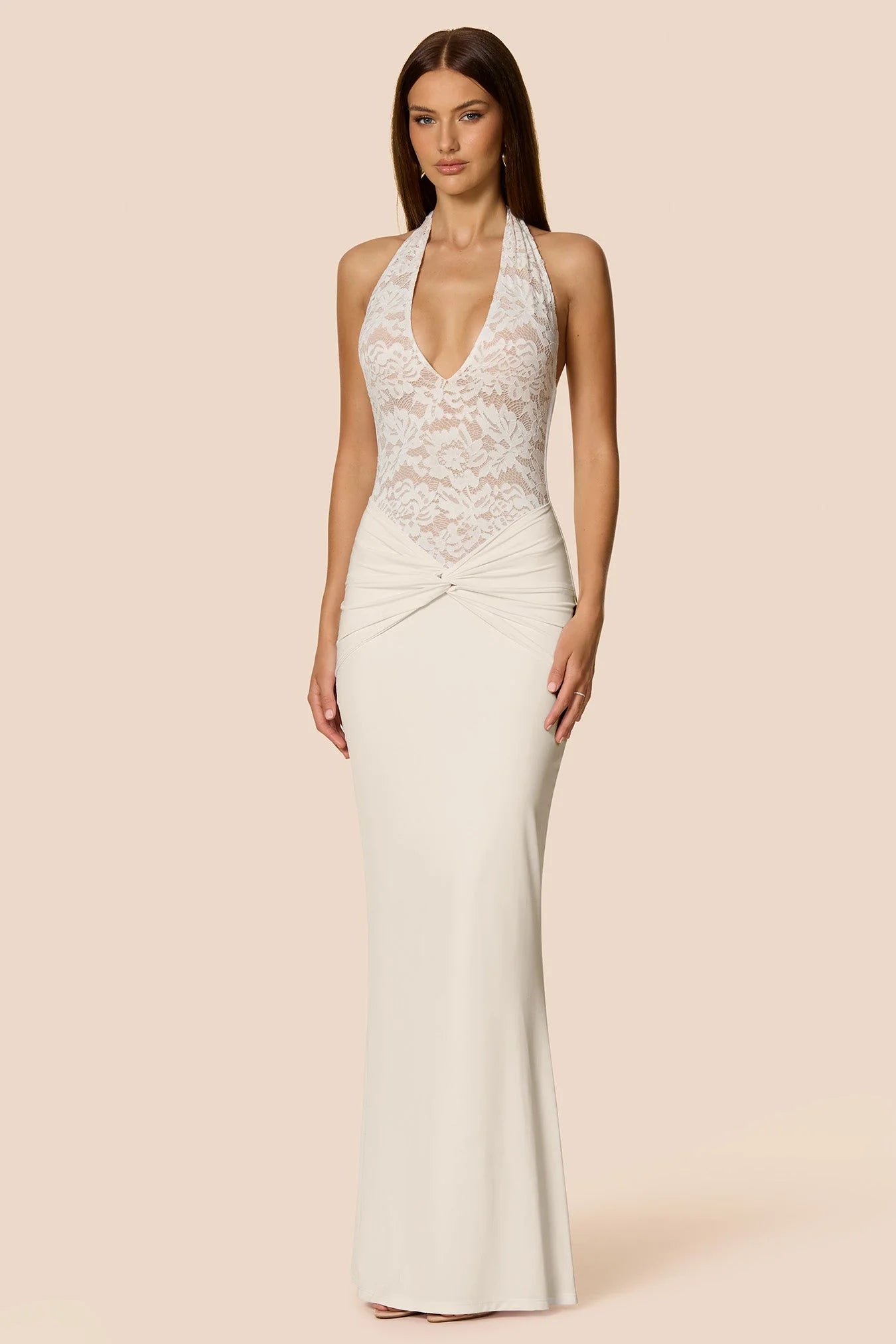 Lennox Halter Gown - White