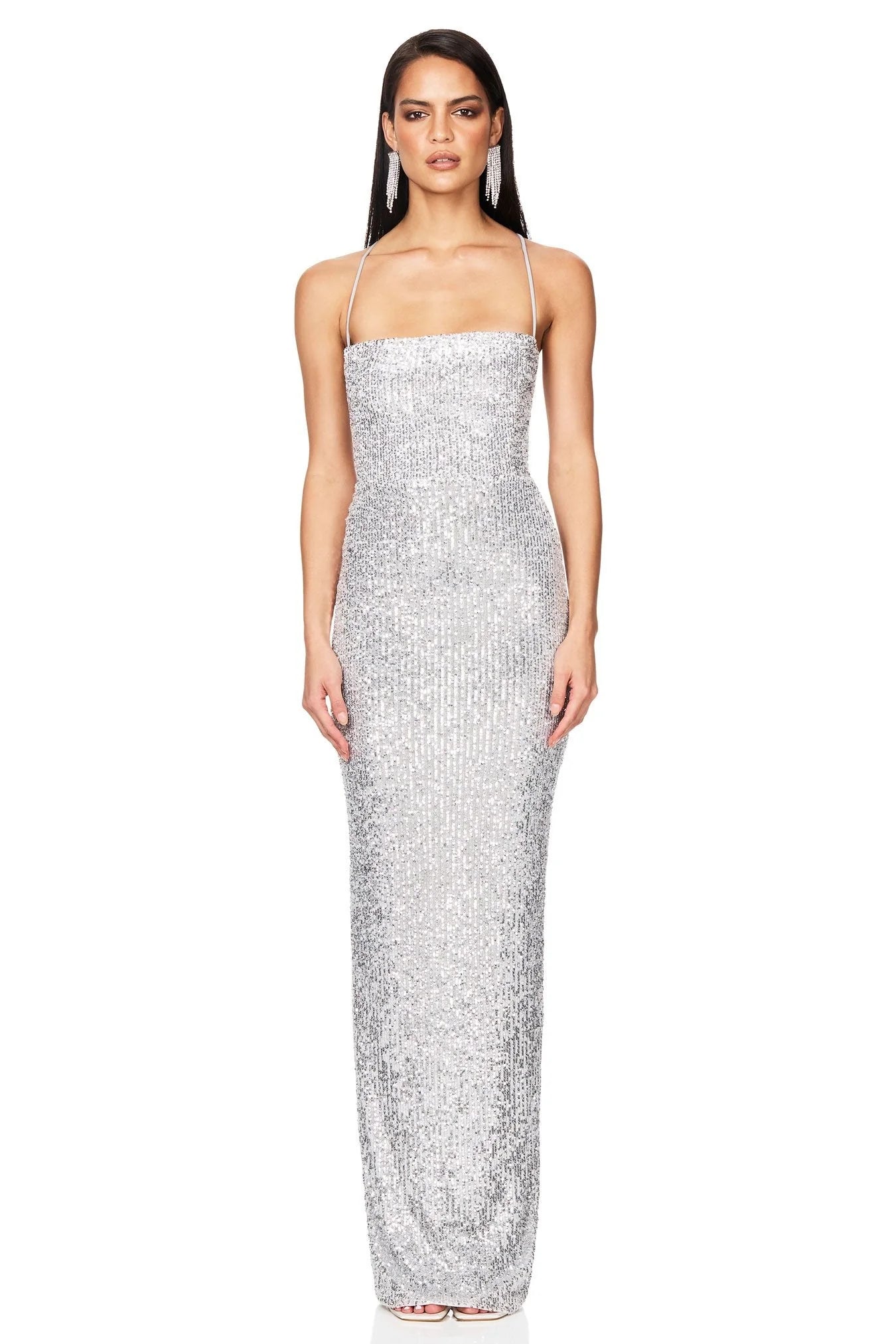 Lumina Lace Back Gown - Silver