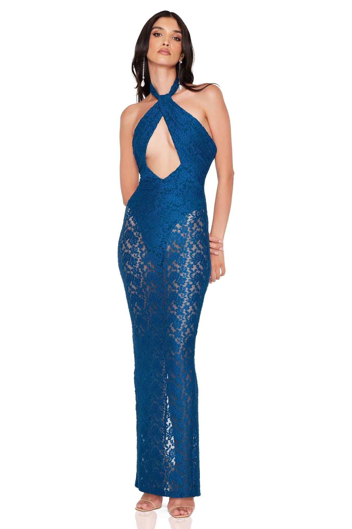 Roxana Halter Gown - Teal